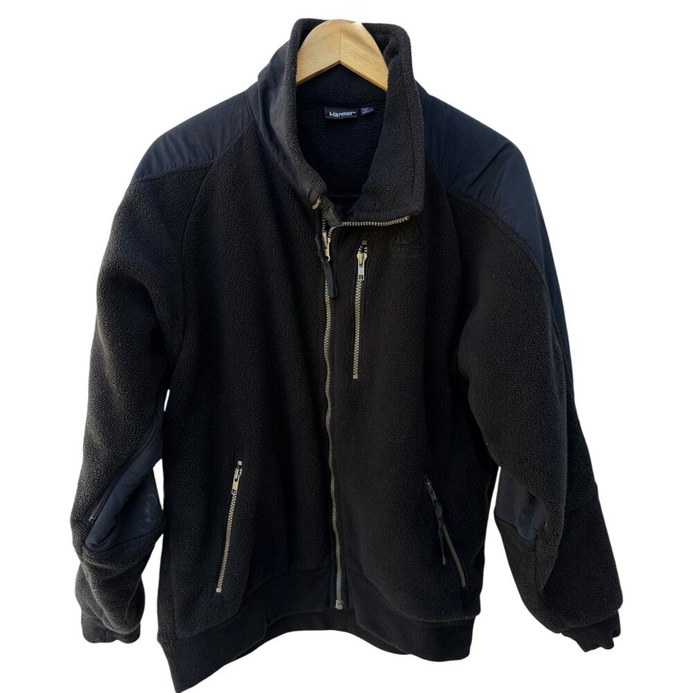 Marmot Fleece Jacket Mens Large Black Full Zip Outdoor
